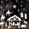 Fensterbild Weihnachten Winter weiße Krippe, Fensteraufkleber, Weihnachtsdekoration wiederverwendbar, 1. A4 Bogen