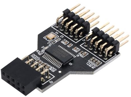 NFHK Placa base 9pin USB 2.0 cabecera 1 a 2 hembra extensión HUB conector adaptador puerto multilier