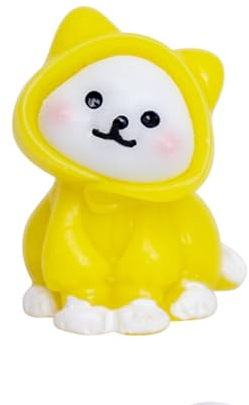 CUSROS Magical World Gartendekoration Wasserdichte Ornament Mini Hund Märchen Miniaturfigur Harz Regenmantel Statue für Gelb