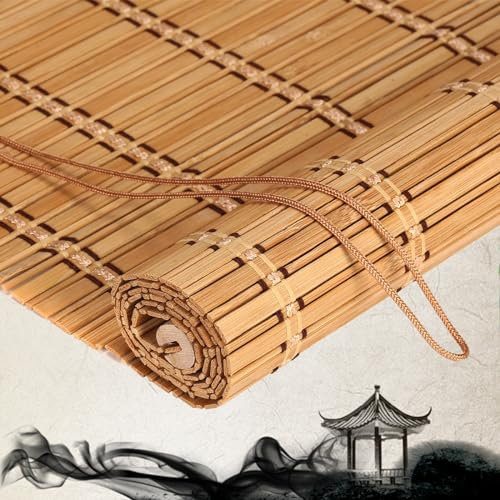 YUJIANHUAA Store Enrouleur Bambou Naturel,Stores À Rouleaux Romains,Store Occultant en Bambou Exterieur,Protection Solaire Intimité Écran,pour Fenêtres et Portes,Largeur×Hauteur (160cm x 280cm)