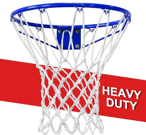 Weißes Basketballnetz, passend für Basketballkörbe mit 12 Schlaufen, professioneller, robuster Basketballnetz-Ersatz