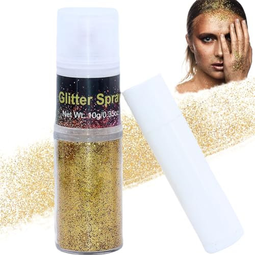 Glitzer Spray Für Haare und Körper,Glitzer Schminke Für Festival Glitzer Gesicht kleidung Glitzer Schminke Zubehör Gold