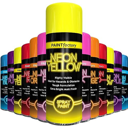 AlezyB 1x Neon Spray Paint Yellow 200ml Flouroscent Aerosol Extra Bright DIY Graffiti (Banksey) Paint, Assorted Colour Paint