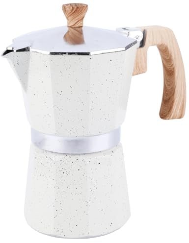 WIGUROE Moka Pot, Stovetop Coffee Maker, 6 Cup/10 oz Stovetop Espresso Maker, Aluminium Italian Espresso Maker Moka Pot, Moka Coffee Pot for Classic Espresso (White)