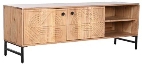 Home ESPRIT TV-Schrank, Braun, Schwarz, Metall, Akazie, 145 x 40 x 52 cm