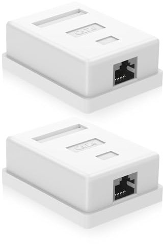 VCELINK Cat6 RJ45 Netzwerkdose Aufputz, geschirmt, 1-Port, kompatibel mit UTP Cat6/Cat5e/Cat5, verseilten oder soliden Netzwerkkabeln, 2 Stück, Weiß