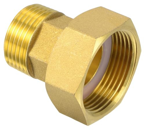 Unifizz Messingrohrverschraubung, Wasserzähler-Kupplung, G1-1/4 Innengewinde x G1 Außengewinde, Sechskantanschluss, Adapter, 50 mm Länge