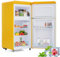 Merax Retro-Kühlschrank mit Gefrierfach, 72L Kühlschrank mit 21 Liter Gefriervolumen, Kühlschrank klein mit Gemüsefach, 120 kWh/Jahr, LED-Licht, Gelb