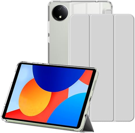 FDHYFGDY Hülle für Redmi Pad SE 8.7 Zoll Schutzhülle, Neues PU+TPU Leder Case Dreifach Falt Klapp Schutzhülle mit Auto Schlaf/Wach Funktion -Grau