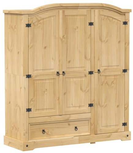Willood Kleiderschrank Corona 151 5x52x170 cm Massivholz Kiefer Braun kleiderständer für das Schlafzimmer