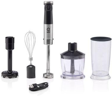 EUREL TRENDLine MP74 AKKU-HANDMIXER, Tragbarer Kabelloser Stabmixer, DC-Motor 7,4V/150W, Li-ion Akku 2000 mAh, Schneebesen, Zerkleinerer, Kartoffelpüree-Aufsatz, Messbecherl, Geschwindigkeitsregelung