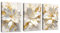 3 Pcs Fleurs Modernes Blanches Tableau Décoration Murale Salon Impression sur Toile Image sur Toile Fleurs de Lys Or Blanc Peintures sur Toile Décoration Murale pour Chambre Maison Bain 30x40cmx3 Pcs