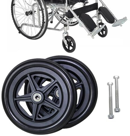 generisch 140-200mm Solide Ersatzräder-2 Stück Ersatzrad Rollator Vorderräder Schwarz/grau Ersatzräder Abriebfest Deaktivierte rutschfeste Gummiräder Rollstuhlzubehör(Black,6in/14cm)