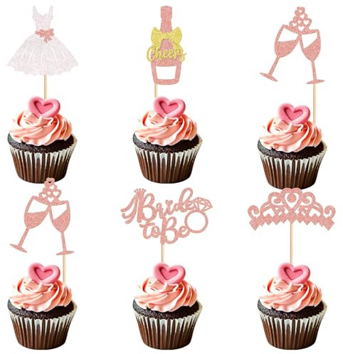 Keaziu 30PCS Bride to Be Cupcake Toppers Miss to Mrs Sweet Love Cupcake Picks Bridal Shower Engagement Party Decoration Picks Rose Gold (rose gold 2)