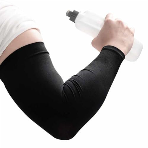 GIBZ UV Sonnenschutz Armlinge Armschutz UPF 50+, Kühlung Arm Sleeves Feuchtigkeitsableitende Sommer Fahrrad Radsport Armstulpen, XL, Schwarz