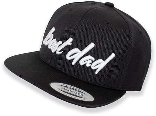Cap Flexfit Snapback : Best Dad - Papa Cap - Cappi für Väter Baseball Hut Kappe Mütze Papi (Black/Black)