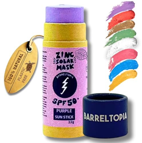 Barreltopia Surf Stick Sonnencreme Gesicht 50+ Zink Farbstifte - Sonnencreme Gesicht SPF 50 - Sunscreen Wasserfest Öko Natürlich