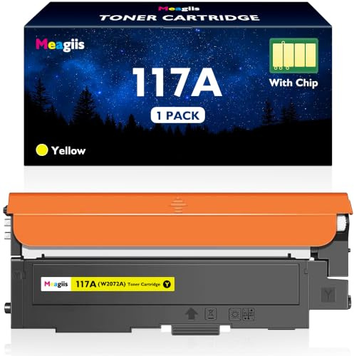 Meagiis 117A Gelb W2072A Toner Kompatibel mit HP 117A Toner (1 Gelb) | Kompatibel mit HP Color Laser 150nw, 179fnw, 178nw, 150a, 178nwg, 179fwg; Mit Smart-Chip; Lebendige & Brillante Farben