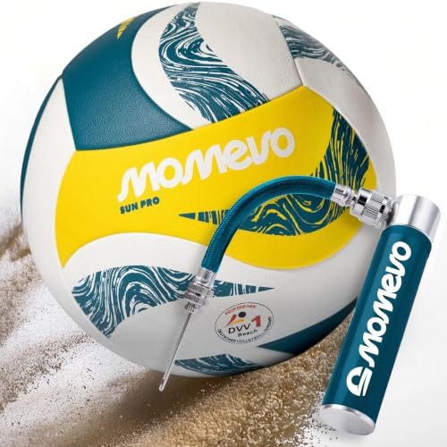 Momevo® SunPro Offizieller Beachvolleyball - Größe 5, DVV Zertifiziert | DVV Zertifiziert, weiche Mikrofaser PU Oberfläche, für Outdoor Sandsport Strandsport Geschenk