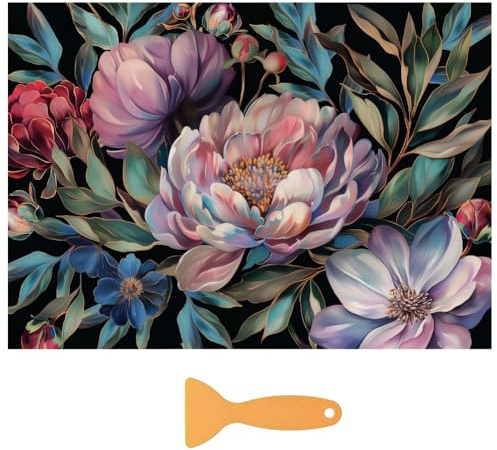 beinkmake 3 Sheets Vintage Flower Rub on Transfers for Crafts and Furniture 12×6inch Magnolia Rose Leaf Furniture Transfer Stickers for Wood Furnishings Cabinet Dressers Home Decor