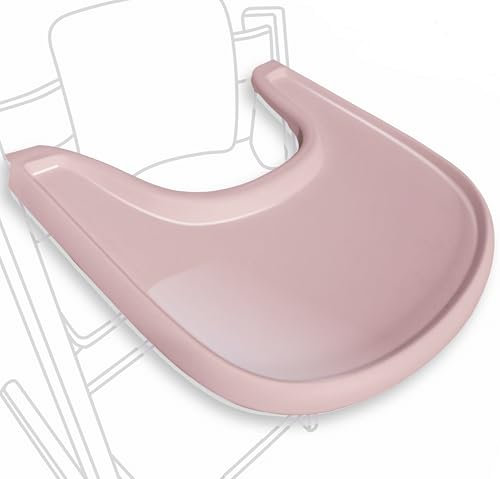 Tavolo per seggiolone compatibile con sedia Stokke Tripp Trapp con potente superficie di aspirazione liscia, design ergonomico curvo, rosa antico lucido, senza BPA, facile da montare