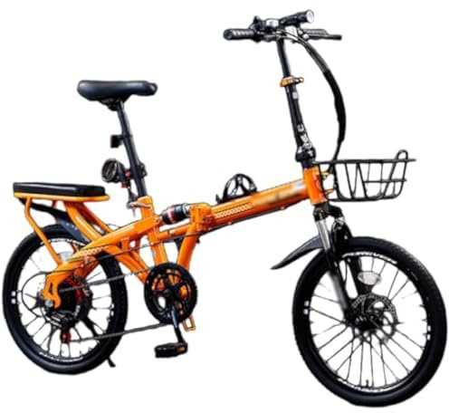 Wasd3Pods 16 20 22 Mountainbike, Klapp-Mountainbike Aus Kohlenstoffstahl, Mit Doppelscheibenbremse, 7-Gang-MTB-Fahrrad, Höhenverstellbar, Für Männer Und Frauen,Orange-20