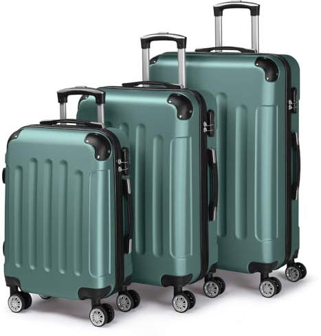 LALAHO Set de 3 Valises de Voyage (Turquoise) | Valise Grande Taille, Valise Grande Taille & Cabine, ABS avec Coins Renforcés, roulettes Pivotantes 360°