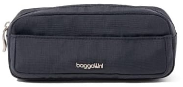 Baggallini Unisex's Long Pocket Cosmetic-Lightweight 7.8”x 3.1”x2.1 Bag-Travel Essentials Makeup Organizer, French Navy, One Size
