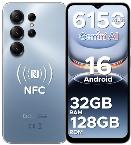 DOOGEE Note 56X Pro Mobile Phones, Newest Android 16 Smartphone with Gemimi AI, 6150mAh, Ultra-Slim 6.56 HD+ 90Hz, 32GB+128GB/TF 2TB Android Phone, SIM Free Mobile Phone Unlocked, Face ID/OTG/NFC/GPS
