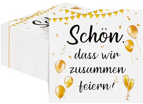 Aneco 120 Stück Servietten Zusammen Feiern mit dem Spruch Schön, dass wir zusammen feiern 33x33 cm Einweg-Papierservietten für Hochzeit, Taufe, Babyparty, Geburtstag, Tischdekoration