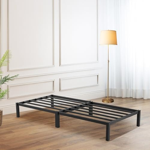 buybyroom 90 cm Metall-Einzelbettgestell – Robustes Eisenbettgestell, ideal für kleine und kompakte Schlafzimmer (90 x 190 x 25,5 cm, Schwarz)