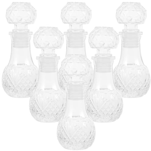 Milisten 6pcs 50ml Glass Wine Decanter Set with Stopper Mini Whiskey and Brandy Bottles for Wine Aerator Carafe and Liquor Dispensing in Home Bar