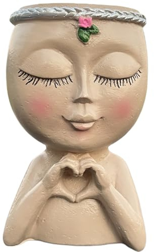 Lawnrden Macetas faciales|Macetas faciales de Resina Lindas de 3, 2 x 2, 8 x 4, 9 Pulgadas, Decorativas únicas para Plantas, maceteros, Cabeza para balcón, jardín, Patio