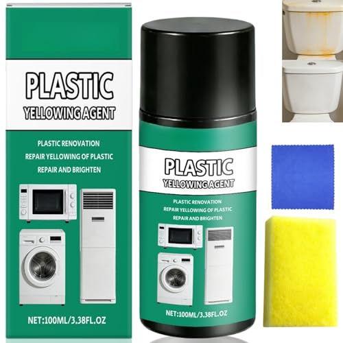 100ml Yellowing Remover Kits,Powerful Plastic Yellowing Remover&Stubborn Stains Cleaner,Fast Acting Paint Remover for Pla/stic,Pl/astic Cleaner,Plastic Restorer&Cleaner for Appliances,Walls,Floors