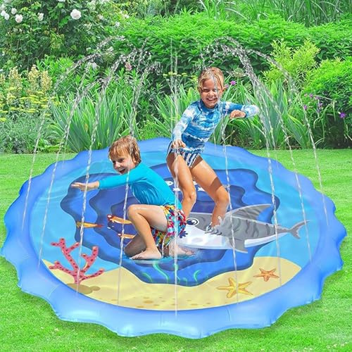 Splash Pad, 170cm Sprinkler & Splash Play Mat For Kids Dogs, Outdoor Sprinkler Pad Wading Pool For Kids Age 3+, Paddling Pool Water Toys For Garden