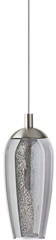 EGLO Pendelleuchte Farsala, 1 flammige Hängelampe, Hängeleuchte aus Metall, Rauchglas, Granille-Kristalle, Esstischlampe in Nickel-Matt, Schwarz-Transparent, Wohnzimmerlampe hängend, G9 Fassung