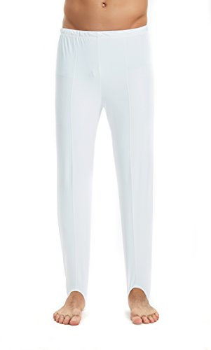 Gymnastikhose für Herren und Jungen, Ballettstrumpfhose, Steigbügelhose für Tanz, Yoga, Praxis, Athletic - Weiß - Mittel