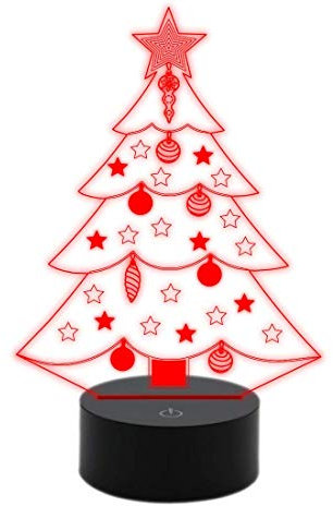 NM Idee Regalo Lampada Albero Idea Regalo di Natale con luce led 7 Colori Multicolore a batteria + cavo usb Decorazioni luci colorate di Natale natalizie