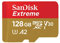 SanDisk Extreme 128 GB microSDXC Memory Card + SD Adapter with A2 App Performance + Rescue Pro Deluxe, Up to 160 MB/s, Class 10, UHS-I, U3, V30 , Red/Gold