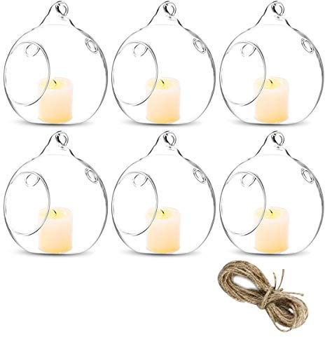 Glas-Pflanzgefäß, rund, 7,6 cm, für Sukkulenten, Terrarien, Dekoration, Sukkulenten, Tillandsien, Luftpflanzen, 6 Packungen