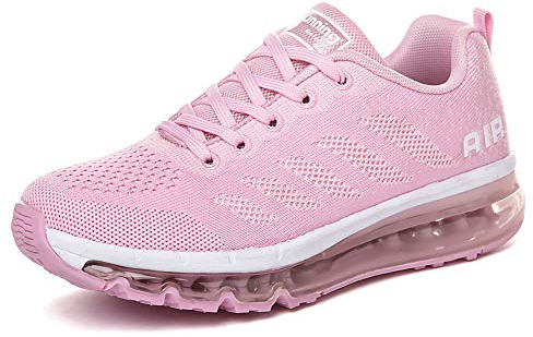Uomo Donna Scarpe da Ginnastica Sportive Sneakers Sport Running Basse Basket Outdoor Fitness PinkWhite35