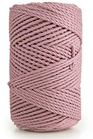 MB Cordas Macrame Corde 3mm Couleur 135 m, 0,5 kg - Cordelette en Coton Coloré 3 Brins - Macramé Attrape-rêves, Suspension pour Plantes e Murale, Décor de Mariage - Rose Poussiéreux