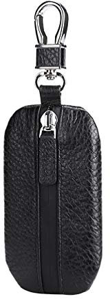 Garneck Portachiavi in Pelle per Auto Custodia Impermeabile Mini Cerniera Portachiavi Portamonete Portamonete per Auto da Viaggio Amante Dell'auto (Nero)