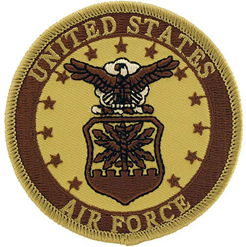 United States Air Force USAF Circular Embroidered Patch, with Iron-On Adhesive (Sand/Desert)