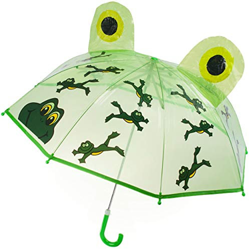 alles-meine.de GmbH 3D Effekt - Kinderschirm/Regenschirm - lustiger Frosch - Ø 77 cm - Kinder - Stockschirm - durchsichtig & durchscheinend - transparent - groß mit Griff - EIN..