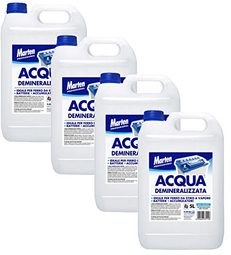 Acqua DEMINERALIZZATA per BATTERIE ACCUMULATORI E Ferri da Stiro da 4X5LT 20LT