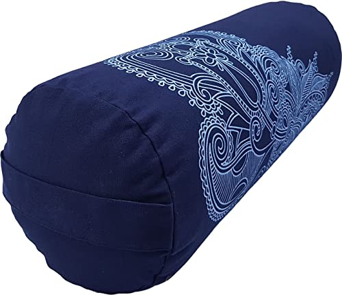 Yoga-Bolster Special , 65 x Ø 22 cm, Buchweizenschalen-gefüllt (Blau neu)