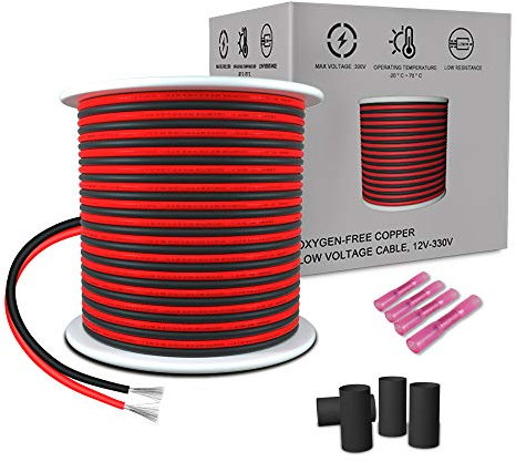 AOTOINK 18 Gauge Elektrokabel, 2x0,8mm² 20M Verlängerungskabel 18 AWG Verzinnte Kupferlitze 2 Adriges Kabel für LED-Streifen Einfarbig 3528 5050,12 LEDs Röhre/Glühbirne/Band Lampenband/Beleuchtung