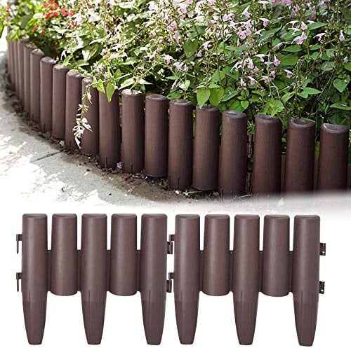 HENGMEI Rasenkante in Steinoptik 22,4m Beetumrandung Mähkante 80 stücke Randsteine Kunststoff Palisaden Holz Optik Beeteinfassung Gartenzaun 1 Element (L x H): 28cm x 24cm