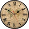 TAHEAT Weltkarte Wanduhr, Groß Klassisch Holzuhren, Leise Nicht tickend Einfach zu lesen für zu Hause/Büro/Schule, 34 cm